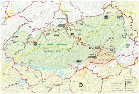 Map of Smoky Mountain National Park